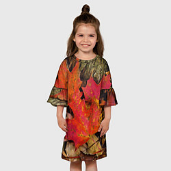 Платье клеш для девочки Листопадкленовые листья, цвет: 3D-принт — фото 2
