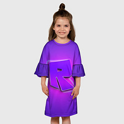 Платье клеш для девочки ROBLOX NEON LOGO РОБЛОКС, цвет: 3D-принт — фото 2