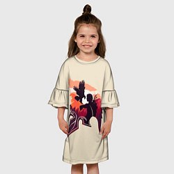 Платье клеш для девочки Кассандра с ястребом, цвет: 3D-принт — фото 2