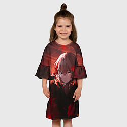 Платье клеш для девочки Кадзуха в кленовых листьях, цвет: 3D-принт — фото 2
