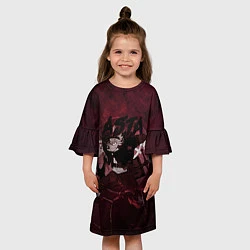 Платье клеш для девочки Аста Черный клевер Red style, цвет: 3D-принт — фото 2