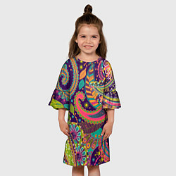 Платье клеш для девочки Яркий красочный узор, цвет: 3D-принт — фото 2