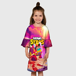 Платье клеш для девочки Опасная Meg Brawl Stars, цвет: 3D-принт — фото 2