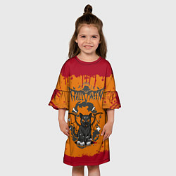 Платье клеш для девочки Летучая котомышь на хэллоуин, цвет: 3D-принт — фото 2