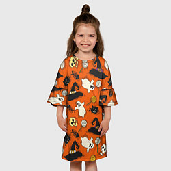 Платье клеш для девочки Хэллоуинские шалости, цвет: 3D-принт — фото 2