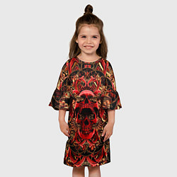 Платье клеш для девочки Череп красного демона, цвет: 3D-принт — фото 2