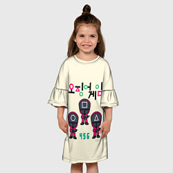 Платье клеш для девочки Игра в кальмара: Игроки 456, цвет: 3D-принт — фото 2