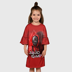 Платье клеш для девочки Игра в кальмара: Круг, цвет: 3D-принт — фото 2