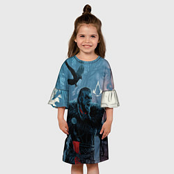 Платье клеш для девочки ASSASSINS CREED VALHALLA ЭЙВОР И ВОРОН, цвет: 3D-принт — фото 2
