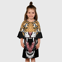 Платье клеш для девочки Оскал амурского тигра, цвет: 3D-принт — фото 2