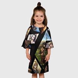 Платье клеш для девочки Атака титанов портреты, цвет: 3D-принт — фото 2