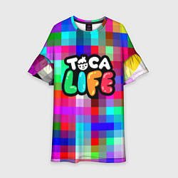 Платье клеш для девочки Toca Life: Pixels, цвет: 3D-принт