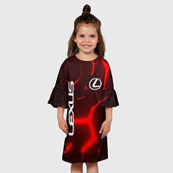 Платье клеш для девочки ЛЕКСУС КРАСНЫЕ 3Д ПЛИТЫ, цвет: 3D-принт — фото 2