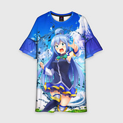 Платье клеш для девочки Aqua Beach, цвет: 3D-принт