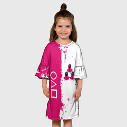 Платье клеш для девочки Игра в кальмара геометрические фигуры, цвет: 3D-принт — фото 2