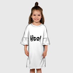 Платье клеш для девочки Boo-череп, цвет: 3D-принт — фото 2