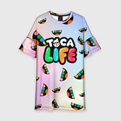 Платье клеш для девочки Toca Life: Smile Logo, цвет: 3D-принт