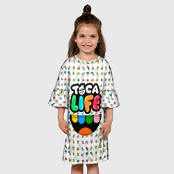 Платье клеш для девочки Toca Boca Тока Бока Паттерн, цвет: 3D-принт — фото 2