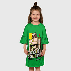 Платье клеш для девочки Железный Голем - Minecraft, цвет: 3D-принт — фото 2