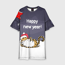 Платье клеш для девочки Happy New Year 2022 Тигр, цвет: 3D-принт