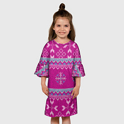 Платье клеш для девочки Свитер со снежинками, цвет: 3D-принт — фото 2