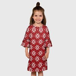 Платье клеш для девочки Снежный орнамент, цвет: 3D-принт — фото 2