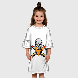 Платье клеш для девочки Бородатый Череп Дровосека, цвет: 3D-принт — фото 2