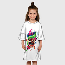 Платье клеш для девочки Комичное Лицо - Абстрактные Фигуры Модерн, цвет: 3D-принт — фото 2