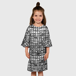 Платье клеш для девочки Geometry Dash: BW Pattern, цвет: 3D-принт — фото 2