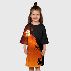 Платье клеш для девочки СКАЛОЛАЗЫ В ЗАКАТЕ, цвет: 3D-принт — фото 2