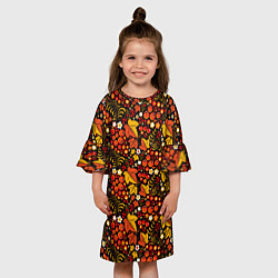 Платье клеш для девочки Хохлома цветы-ягодки, цвет: 3D-принт — фото 2