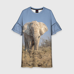 Платье клеш для девочки Африканский белый слон, цвет: 3D-принт