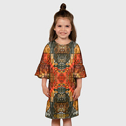 Платье клеш для девочки Коллекция Фрактальная мозаика Оранжевый, цвет: 3D-принт — фото 2