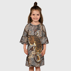 Платье клеш для девочки Тигр в засаде, цвет: 3D-принт — фото 2