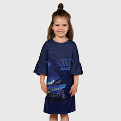Платье клеш для девочки AUDI лого, цвет: 3D-принт — фото 2