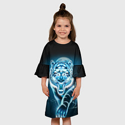 Платье клеш для девочки НЕНОНОВЫЙ ТИГР 2022 NEON TIGER NEW YEAR, цвет: 3D-принт — фото 2