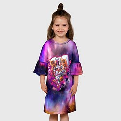 Платье клеш для девочки Бумбокс в космосе, цвет: 3D-принт — фото 2