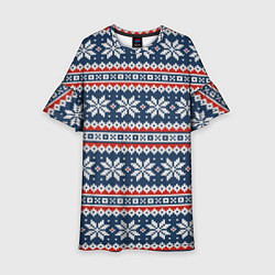 Платье клеш для девочки Knitted Christmas Pattern, цвет: 3D-принт