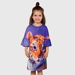 Платье клеш для девочки Тигренок-2022, цвет: 3D-принт — фото 2