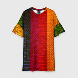 Платье клеш для девочки Вязаная радуга, цвет: 3D-принт