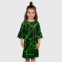 Платье клеш для девочки Зеленые Полигоны Матрица, цвет: 3D-принт — фото 2