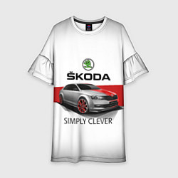 Платье клеш для девочки Skoda Rapid Sport, цвет: 3D-принт