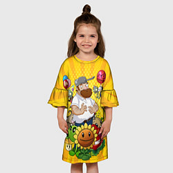 Платье клеш для девочки PvZ Pop Yellow, цвет: 3D-принт — фото 2