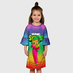Платье клеш для девочки Радужная Лола BrawlStars, цвет: 3D-принт — фото 2