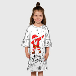 Платье клеш для девочки Santa Dabbing идет снег, цвет: 3D-принт — фото 2