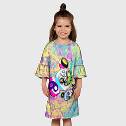 Платье клеш для девочки Такаси Мураками Безумный ДОБ, цвет: 3D-принт — фото 2