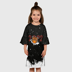 Платье клеш для девочки Тигр 2022 Black, цвет: 3D-принт — фото 2