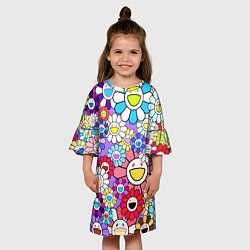 Платье клеш для девочки Цветы Takashi Murakami, цвет: 3D-принт — фото 2