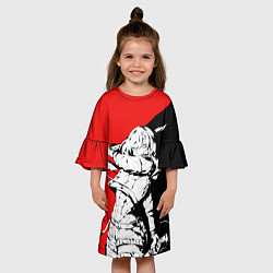Платье клеш для девочки Микаса в красно черном цвете, цвет: 3D-принт — фото 2