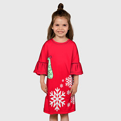 Платье клеш для девочки НОВОГОДНИЙ ДРАКОНЧИК, цвет: 3D-принт — фото 2